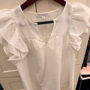 JOY JOY White Sleeveless classic flutter top